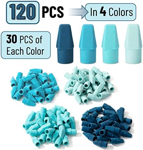 Mr. Pen- Pencil Top Erasers, 480 Pack, Blue Shades, Latex-Free