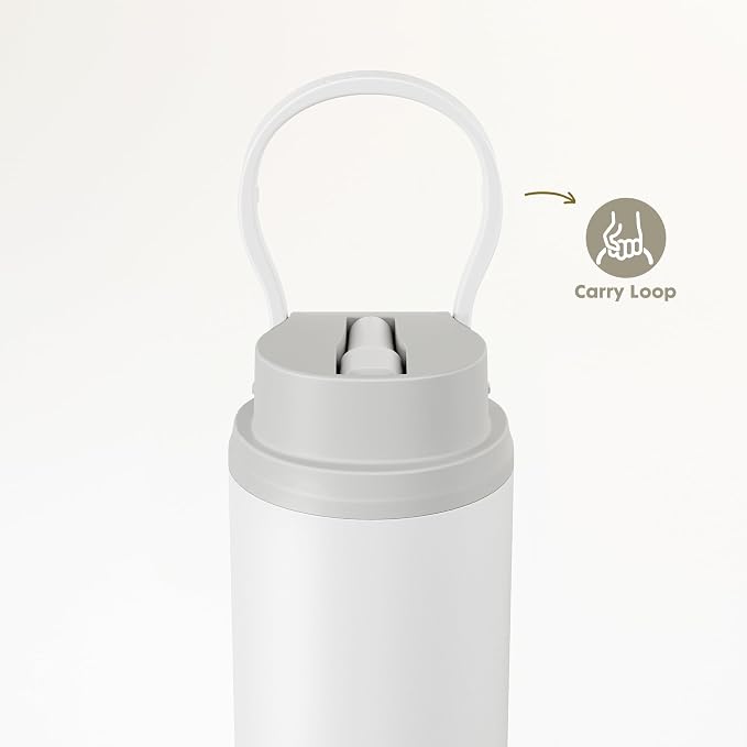 Meoky 24 oz Insulated Water Bottle: Flip-to-Pop Straw, Leak Proof, 24H Cold, Fits in Car Cup Holder, Wide Mouth, BPA-Free, Metal Water Bottle for Travel Sports Gym Backpack, Pearl