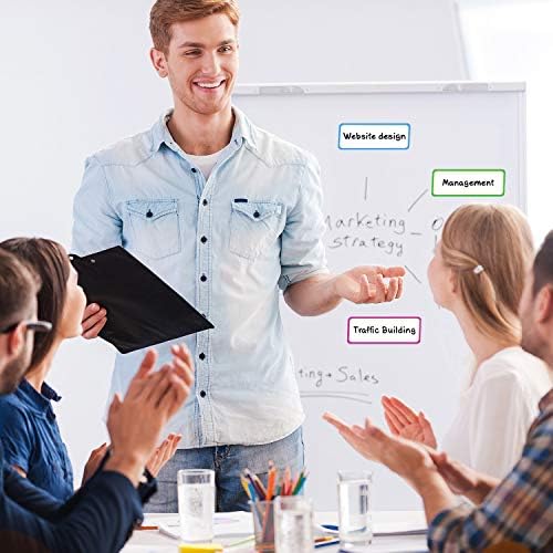 Leinuosen 40 Pcs Magnetic Dry Erase Labels Name Plate Tags Flexible Reusable Magnetic Label Stickers for Classroom Office Whiteboard Refrigerator Locker Shelf Craft(8 Bordercolor,3.2 x 1.2 Inch)