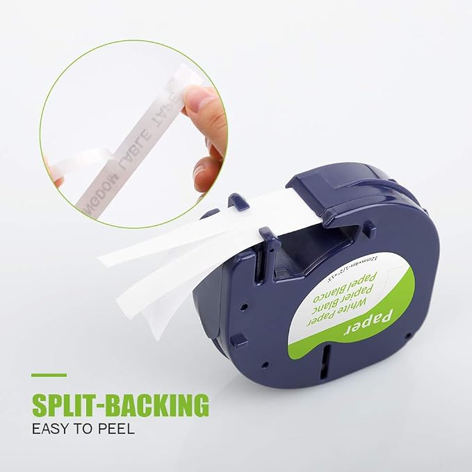 Replace for Dymo Label Maker Refills Compatible with Dymo Label Tape 91330 | 20-Pack 12mm x 4m(1/2" x 13') Self-Adhesive Labeling Tape, Compatible with Dymo Labeler LT-100T LT-100H LT200B Plus QX50