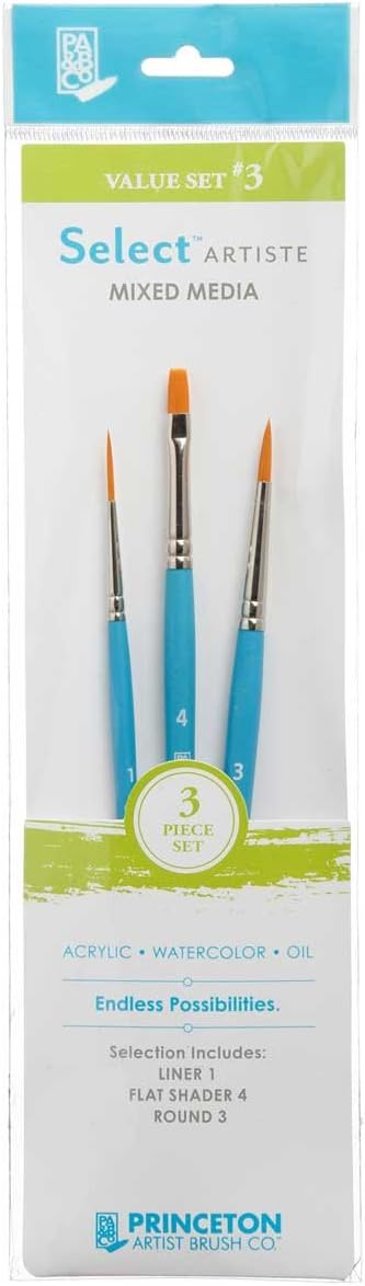 Princeton Select Artiste Brush Set No. 3, Synthetic, 3 Piece, 1 Count