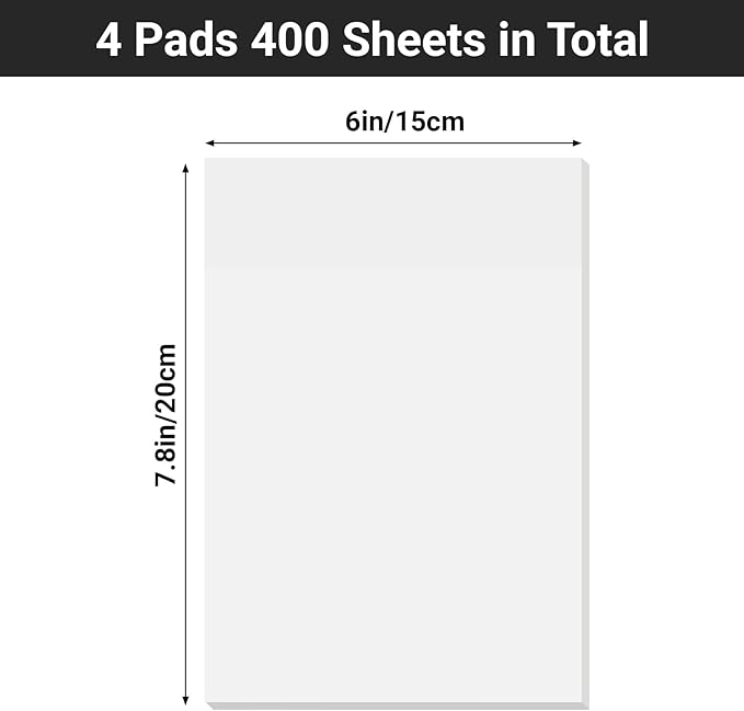 EUSOAR Translucent Sticky Notes, 100 Sheets 6x7.8 Inch Waterproof Message Reminder Clear Large Sticky Notes, See Through Adhesive Note Organizing Papers Nursing Note Pads for Book Annotation