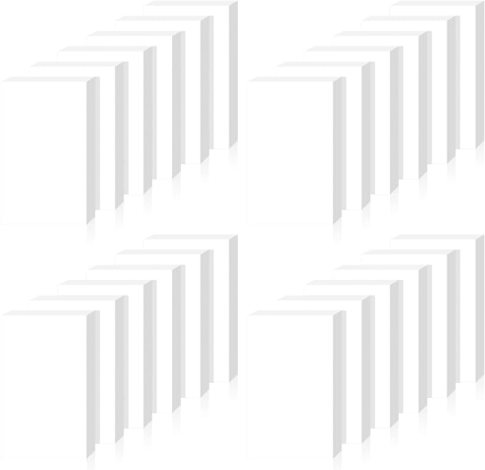 24 Pack White 3 x 5 Inch Blank Notepads 50 Sheets Each, Unruled Paper Pads with Hard Backing for Lists, Notes & Reminders | No-Bleed Writing Paper for Students, Teachers & Professionals