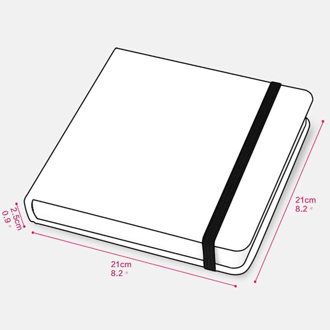 Mifuner Square 8.2x 8.2 165gsm Colored pencil paint Journal Hardbound 128pgs（64 Sheets Front Back Cold Pressed） Travel for Colored Pencil Sketch Doodles Handmade Cloth Cover Notebook Cherry