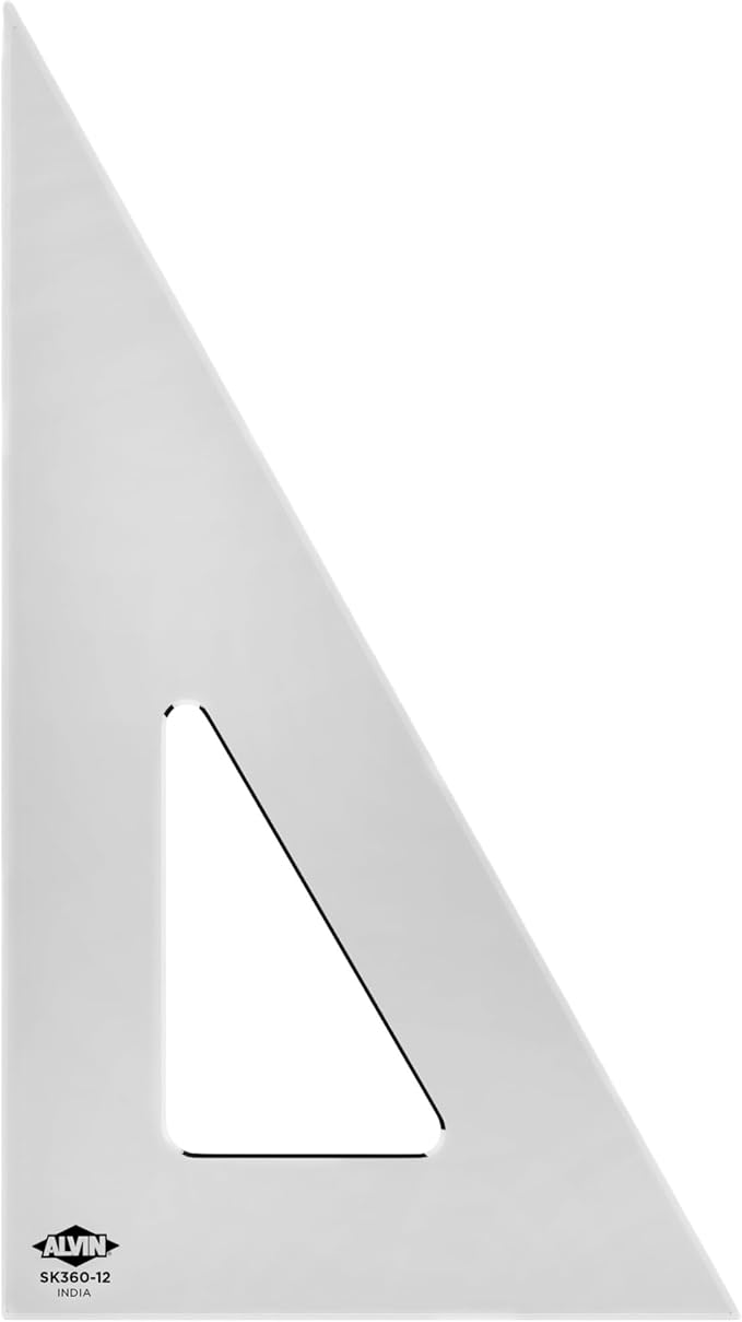 Alvin, SK360-12, 12" Smoke-Tint Triangle Ruler, Math Geometry Tool - 30/60 Degrees