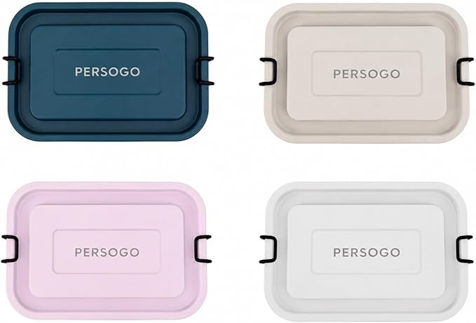 Stainless Steel Lunch Box, Leak-Resistant Bento Food Container with Locking Clips, Powder-Coated Metal Meal Prep Box for Work, Travel & Adults, 30 oz (900 ml) White Sand