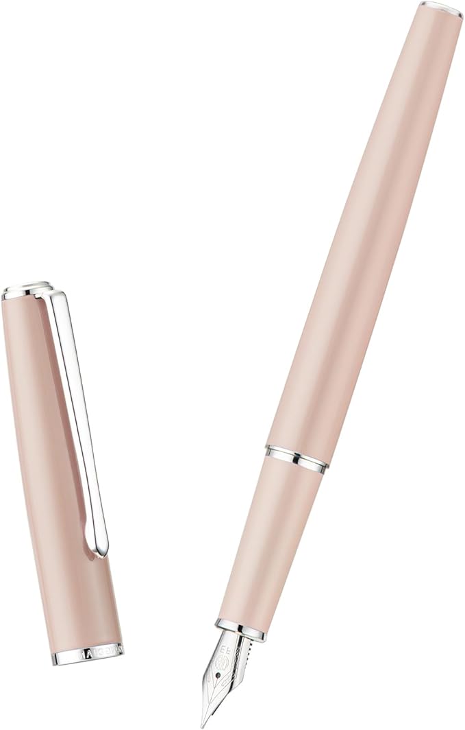Hongdian 920S Fountain Pen Pink Metal Office Pen, Iridium Extra Fine Nib Classic Pen with Ink Converter
