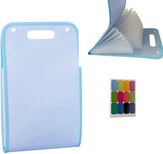 Vertical Accordion File Folder,13 Pockets Expanding File Organize with Labels,A4 Letter Size Paper Document Receipt Organizer Accordion Filing Folder for Classroom, Home,Office.(Blue)