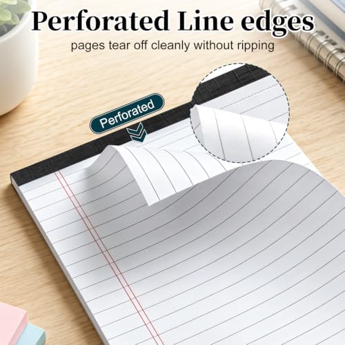 7 PCS Note Pads 5x8 Small Legal Pads 210 Sheets, Perforated Small Notebook Notepad 5 x 8 ,College Ruled Lined Paper Pads 80GSM, Mini Hard Backing Writing Pads Memo for Work School &Office Supplies-White