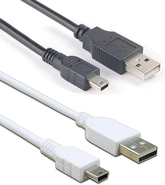 (2 Pack) Mini USB Charger and Data Cable for Texas Instruments Calculators TI-84 Plus CE Graphing Calculator, TI-Nspire CX/CX CAS, TI-84 Plus CE Color/C Silver, TI 89 Titanium (White+Black)