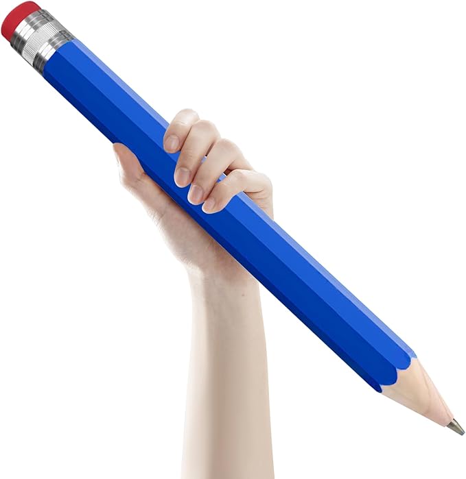 Wooden Giant Jumbo Pencil for Prop Gifts Decor 14 Inch Funny Big Novelty Pencil with Cap Blue