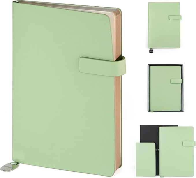 Softsided Notebook - 5.7"x 8.4" - upgraded texture, classic line design, paper for smooth writing, elegant hangtag detail, with box, perfect for both gift and personal use (Grass Green