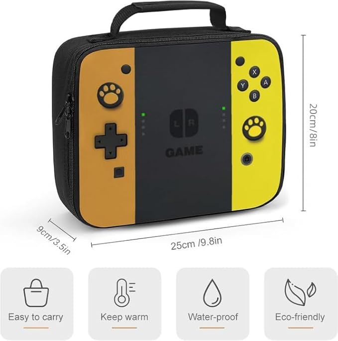 Insulated Lunch Box for Boys Girls, Game Lunch Bag for School Work Office Travel Picnic Hiking Beach, Waterproof Leakproof Portable Fits Most Bento Boxes