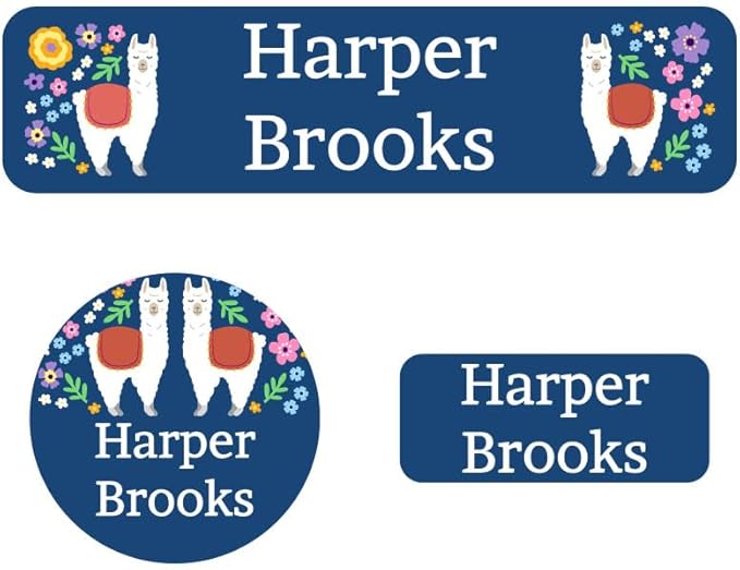 Name Bubbles - Kids Custom Name Labels for Daycare, School, Camp (144 Labels) - Personalized Waterproof Name Stickers for Clothes Tags, Lunch Boxes, Water Bottles, & School Supplies (Llama)