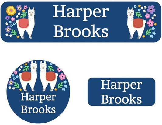 Name Bubbles - Kids Custom Name Labels for Daycare, School, Camp (144 Labels) - Personalized Waterproof Name Stickers for Clothes Tags, Lunch Boxes, Water Bottles, & School Supplies (Llama)
