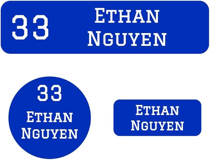 Name Bubbles - Kids Custom Name Labels for Daycare, School, Camp (144 Labels) - Personalized Waterproof Name Stickers for Clothes Tags, Lunch Boxes, Water Bottles, & School Supplies (Jersey)