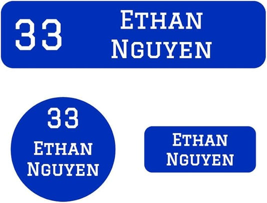 Name Bubbles - Kids Custom Name Labels for Daycare, School, Camp (144 Labels) - Personalized Waterproof Name Stickers for Clothes Tags, Lunch Boxes, Water Bottles, & School Supplies (Jersey)