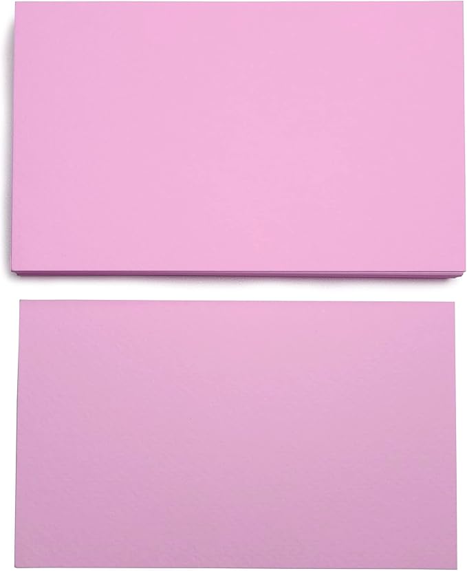 PPAPPAPPIYO 50 Pack 3x5 Colored Index Cards, 180gsm Premium Textured Blank Flash Cards, Heavyweight Cardstock for Study, Recipes, and DIY Crafts (pink)