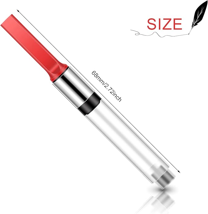 Marspark 12 Pcs Universal Fountain Pen Ink Converter International Fountain Pen Ink Cartridge Converter (Red)