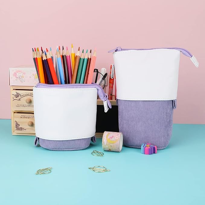 Oyachic Stand up Pencil Case Standing Pencil Holder Transformer Pencil Pouch Telescopic Pen Bag Cute Makeup Bag Cosmetic Organizer Bag Box for Women