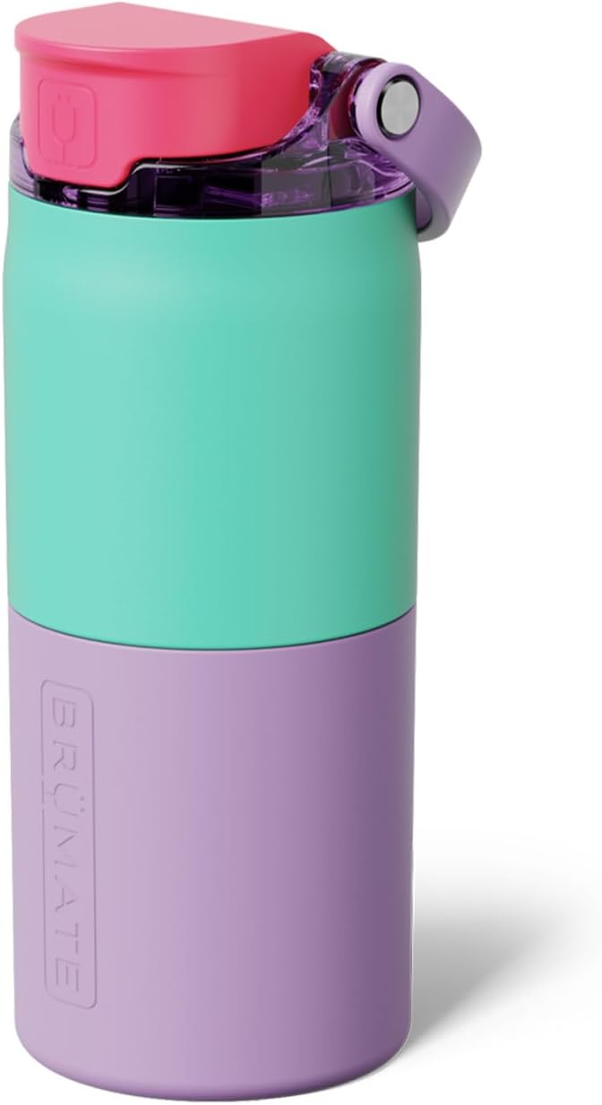 BrüMate Rise 18oz Water Bottle with Covered Silicone Straw | 100% Leakproof Insulated Kids Water Bottle | Cup Holder Friendly Base | 18oz (Stardust)