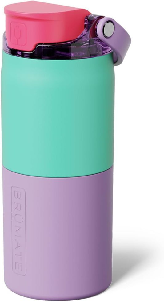 BrüMate Rise 18oz Water Bottle with Covered Silicone Straw | 100% Leakproof Insulated Kids Water Bottle | Cup Holder Friendly Base | 18oz (Stardust)