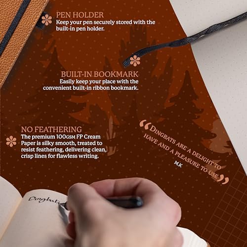 Dingbats* Wildlife Lined Writing Journal Notebook A5 - Vegan Leather Hardcover - Ideal for Work, Travel - Pocket, Elastic Closure, & Bookmark