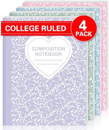 Tenceur 4 Pcs Composition Notebooks College Ruled Multicolor Marble