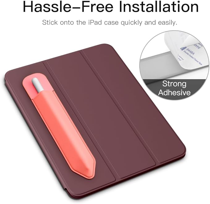 MoKo Pencil Holder Sticker Fit Apple Pencil Pro/ (USB-C)/ 1st/ 2nd Generation, Elastic Pencil Pocket Pouch Adhesive Sleeve Attached to iPad Case for Stylus Pens, 2 Pieces Conch Shell