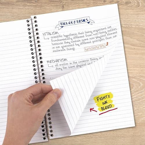 Five Star Spiral Notebook, 2 Subject, College Ruled Paper, 6" x 9-1/2", 80 Sheets, Fights Ink Bleed, Water Resistant Cover, White (840029E)