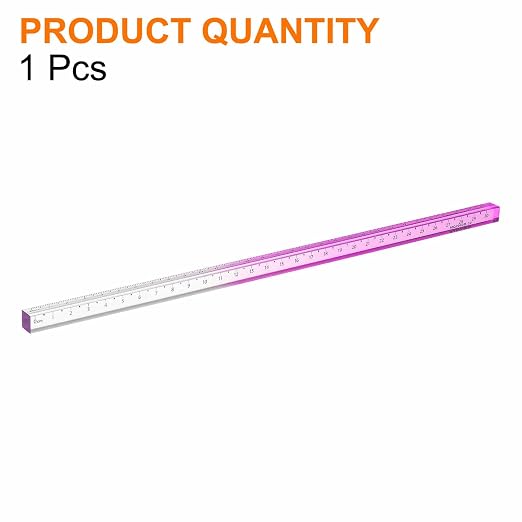 HARFINGTON Acrylic Clear Straight Rulers 30cm Metric Transparent Gradient Three-Dimensional Plastic Ruler Square Cube Measuring Tool for Classroom Office, Purple