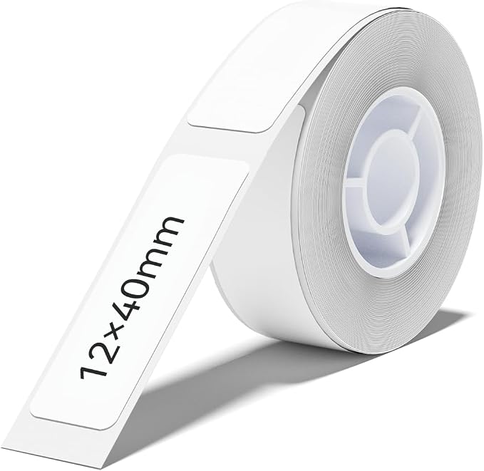 NIIMBOT Thermal Transfer Labels 0.47''x1.57'', Only for N1(B18) Label Maker | 12mmx40mm, 150 Labels/Roll, PET Material, Waterproof and High-Temperature Resistance, Long Storage Time, White