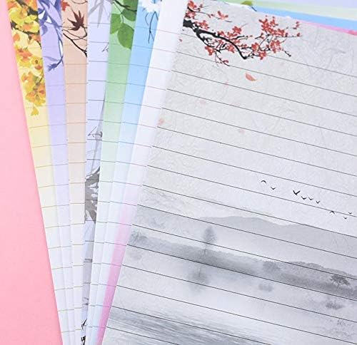 40 Lined Writing Stationery Paper Vintage Retro Design Letter Set, 8 Different Style
