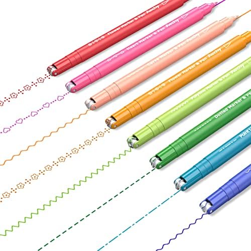 AECHY Dual Tip Curve Highlighter Pens,6 Pattern Roller & 8 Bullet Tip Pens