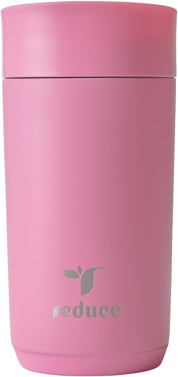 REDUCE Perk 10oz Insulated Coffee Tumbler – Leak-Proof with Lockable Lid and Vacuum Insulation–Durable Stainless Steel–Fits Car Cup Holders–One-Handed Travel Mug in Sand Leopard Print - Rosebud