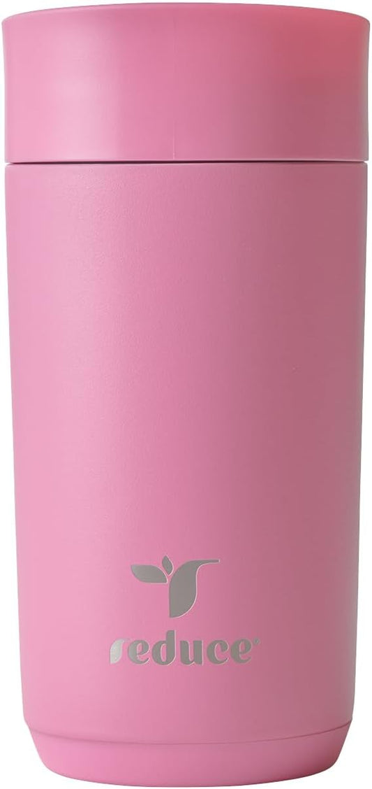 REDUCE Perk 10oz Insulated Coffee Tumbler – Leak-Proof with Lockable Lid and Vacuum Insulation–Durable Stainless Steel–Fits Car Cup Holders–One-Handed Travel Mug in Sand Leopard Print - Rosebud