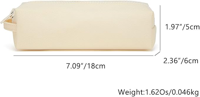Pencil Case Soft School Pencil Pouch Bag for Easy Carry Stylish and Durable (Cream)