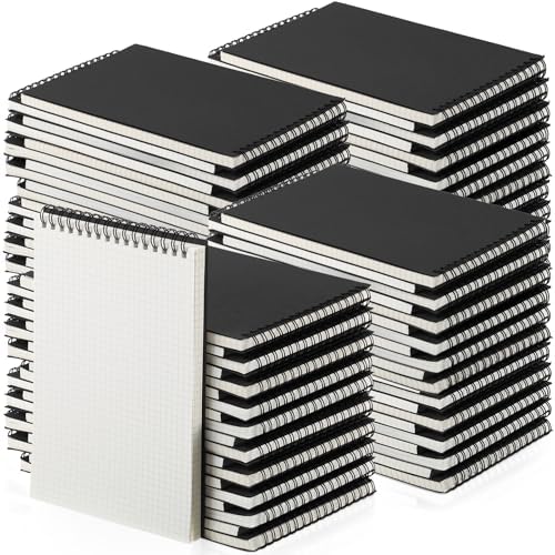 Engrowtic 100 Pack Graph Paper Spiral Notebook A5,Black