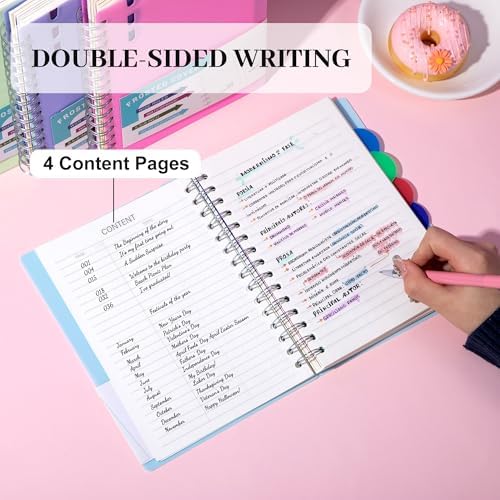 Spiral Notebook with Dividers & Tabs ,5 Subject Notebook,5x7,Violet