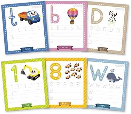 Alphabet & Number Tracing Cards, Reusable, Dry Erase, Upper & Lower Case, 31 Large Reusable, Repetitive Tracing Cards, Improve Writing Skills, Flash Cards