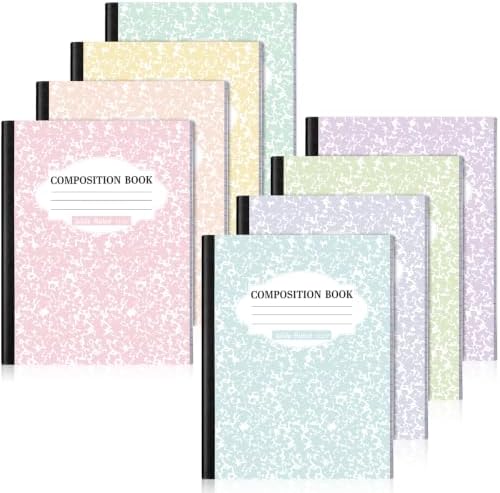 Colarr 8 Pack Composition Notebook Wide Ruled Marble, Innovative Color