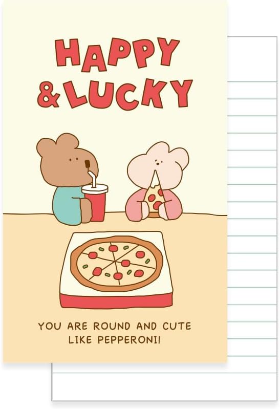 Monolike Happy and Lucky Littles Paperback Line Notebook - 02. Love pizza_Design note, Mini note, Simple note, Notebook, 192 Pages, 4.13x6.69