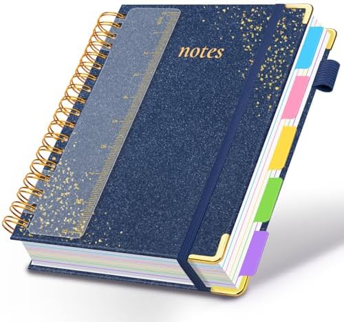 Hardcover Spiral Notebook with Tabs & Dividers, 8"x10" 5 Subject