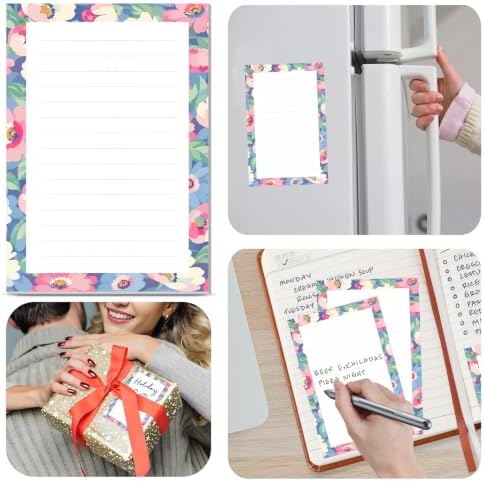 2 Pack Lined Sticky Notes 4x6 in, Cute Self-Stick Notepads with Lines, Large Memo Pads Strong Adhesive for Office, Home Beautiful Boho Flowers