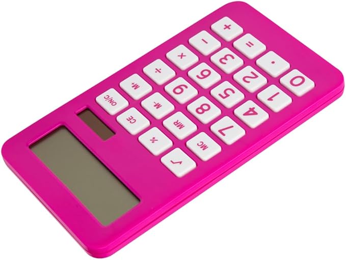 JAM PAPER Desktop Calculator - 10 Digit LCD Display - 3 3/4 x 6 3/4 Inches - Fuchsia Pink - Bulk 10/Pack