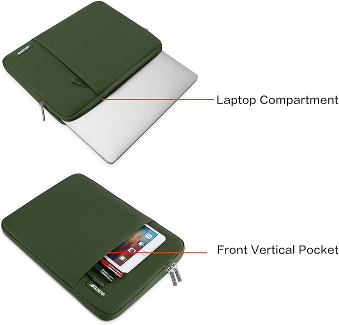 MOSISO Laptop Case 13 inch, Laptop Sleeve Compatible with MacBook Neo/Air/Pro 13 inch with A18/M5/M4/M3/M2/M1 Chip 2026-2016, Polyester Vertical Computer Sleeve Bag with Pocket, Army Green