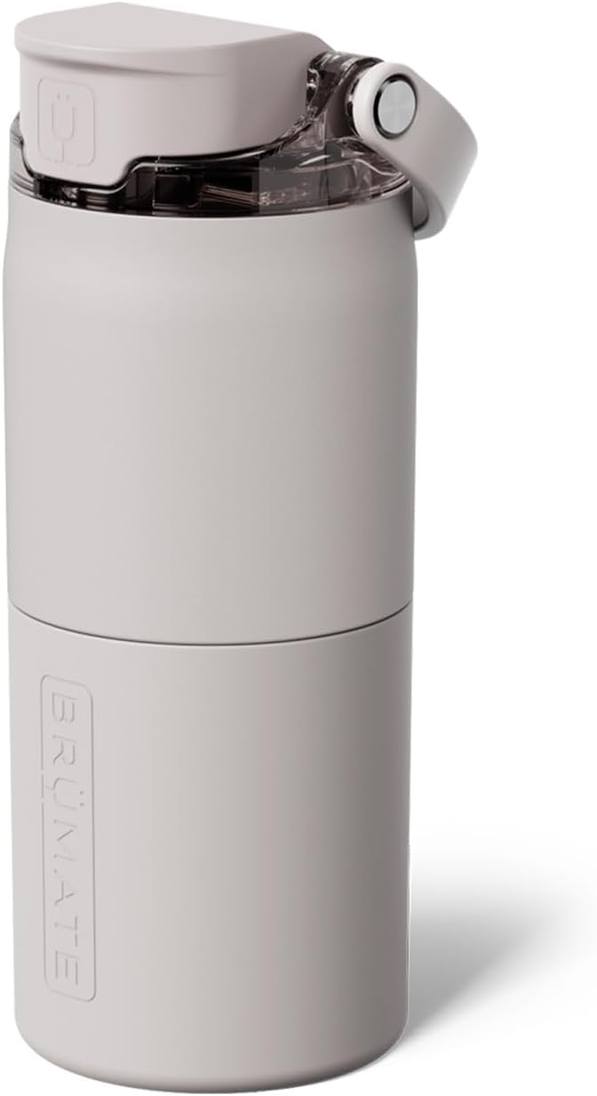 BrüMate Rise 18oz Water Bottle with Covered Silicone Straw | 100% Leakproof Insulated Kids Water Bottle | Cup Holder Friendly Base | 18oz (Dune)