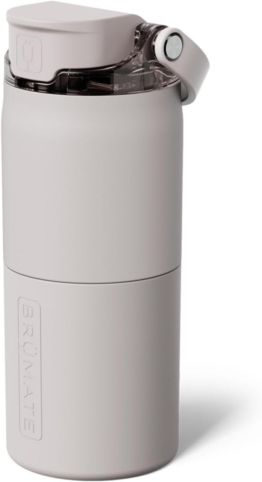 BrüMate Rise 18oz Water Bottle with Covered Silicone Straw | 100% Leakproof Insulated Kids Water Bottle | Cup Holder Friendly Base | 18oz (Dune)
