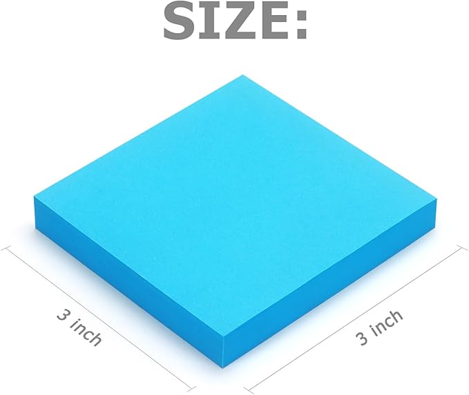 Sticky Notes 3x3 inch Bright Colors Self-Stick Pads 48 Pads/Pack 90 Sheets/Pad Total 4320 Sheets