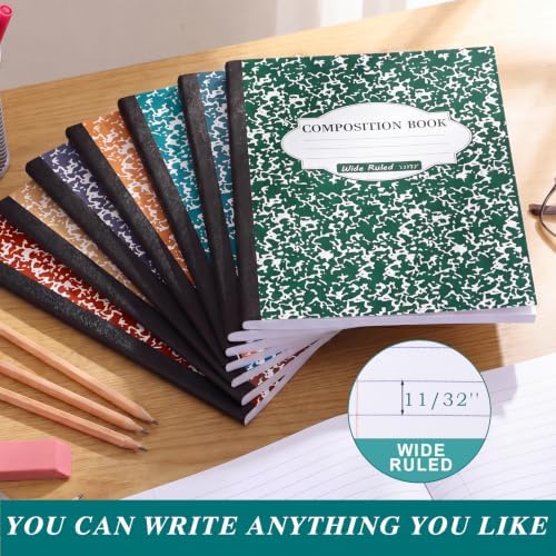 Colarr 8 Pack Composition Notebook Wide Ruled Marble, Business Color